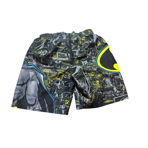 Batman DC Comics Swim Trunks Kids Size XS Blue Black‎ Yellow Elastic Waist - Picture 2 of 3